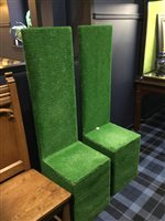 Lot 389 - Pair of Green Astroturf covered high back chairs