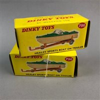 Lot 73 - TWO DINKY MODELS OF HEALEY SPORTS BOAT ON TRAILER