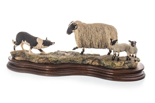 Lot 1262 - A BORDER FINE ARTS FIGURE GROUP OF BLACK FACED EWE AND COLLIE BY RAY AYRES