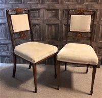 Lot 82 - A PAIR OF INLAID BEDROOM CHAIRS
