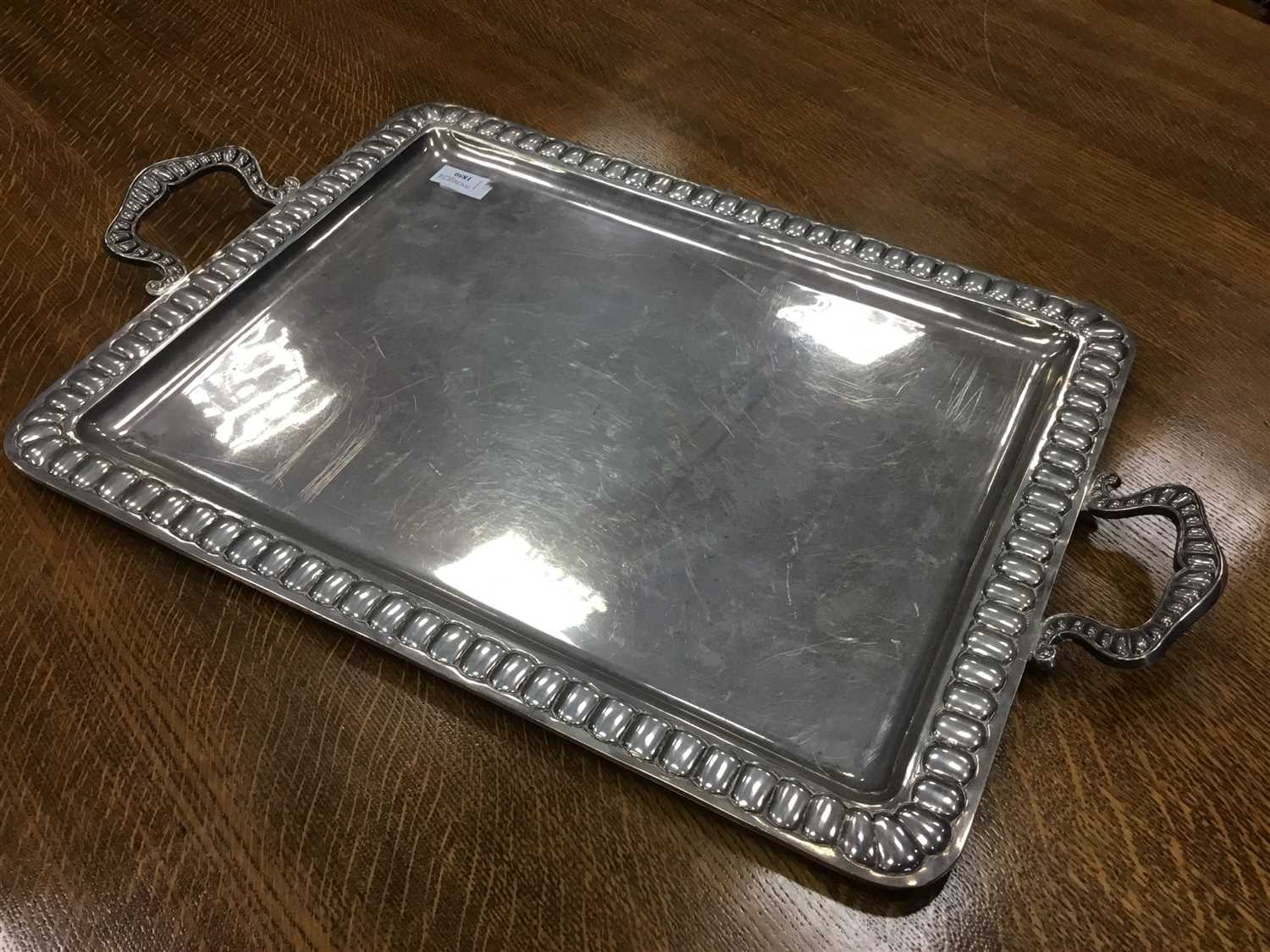 Lot 1850 - A SILVER PLATED RECTANGULAR SERVICE TRAY