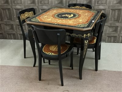 Lot 1778 - A 20TH CENTURY LACQUERED GAMES TABLE