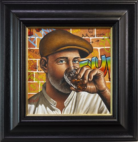 Lot 615 - THE WHISKY LOVER, AN OIL BY GRAHAM MCKEAN