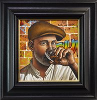 Lot 615 - THE WHISKY LOVER, AN OIL BY GRAHAM MCKEAN