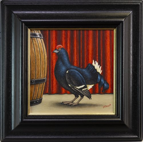 Lot 633 - BLACK GROUSE, AN OIL BY GRAHAM MCKEAN