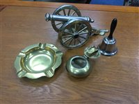 Lot 89 - AN EMBOSSED BRASS PLANTER AND OTHER BRASS WARE
