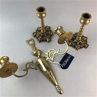 Lot 90 - A BRASS CANDLE SCONCE AND OTHER BRASS WARE