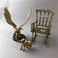 Lot 92 - A BRASS MODEL OF AN EAGLE AND OTHER BRASS WARE