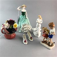 Lot 100 - A PAIR OF WALLY DOGS, ROYAL DOULTON FIGURES AND OTHER CERAMICS