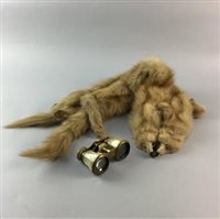 Lot 107 - A TAXIDERMY FUR STOLE, OPERA GLASS, VANITY SET AND OTHER COLLECTABLES