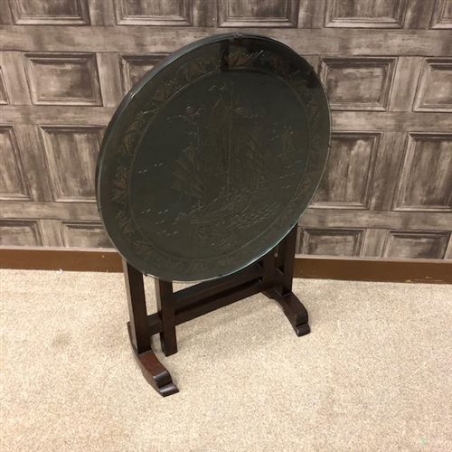 Lot 245 - A CHINESE TABLE AND A STANDARD LAMP