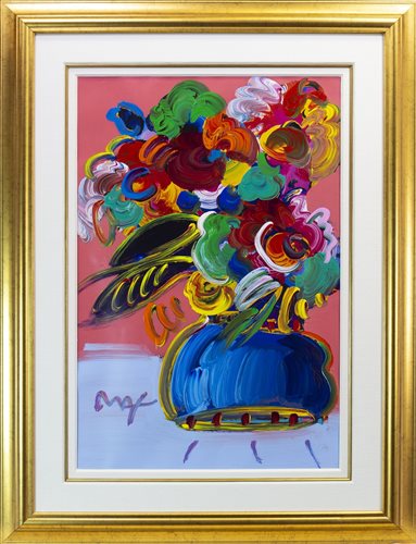 Lot 715 - FLOWERS, A MIXED MEDIA BY PETER MAX