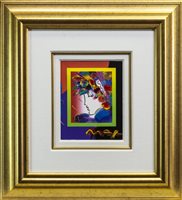 Lot 723 - BLUSHING BEAUTY ON BLENDS, A MIXED MEDIA BY PETER MAX