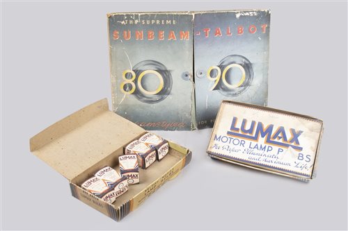 Lot 67 - TWO BOXES OF LUMAX VEHICLE BULBS AND A SUNBEAM...