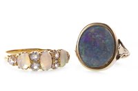 Lot 19 - AN OPAL AND GEM SET RING AND ANOTHER