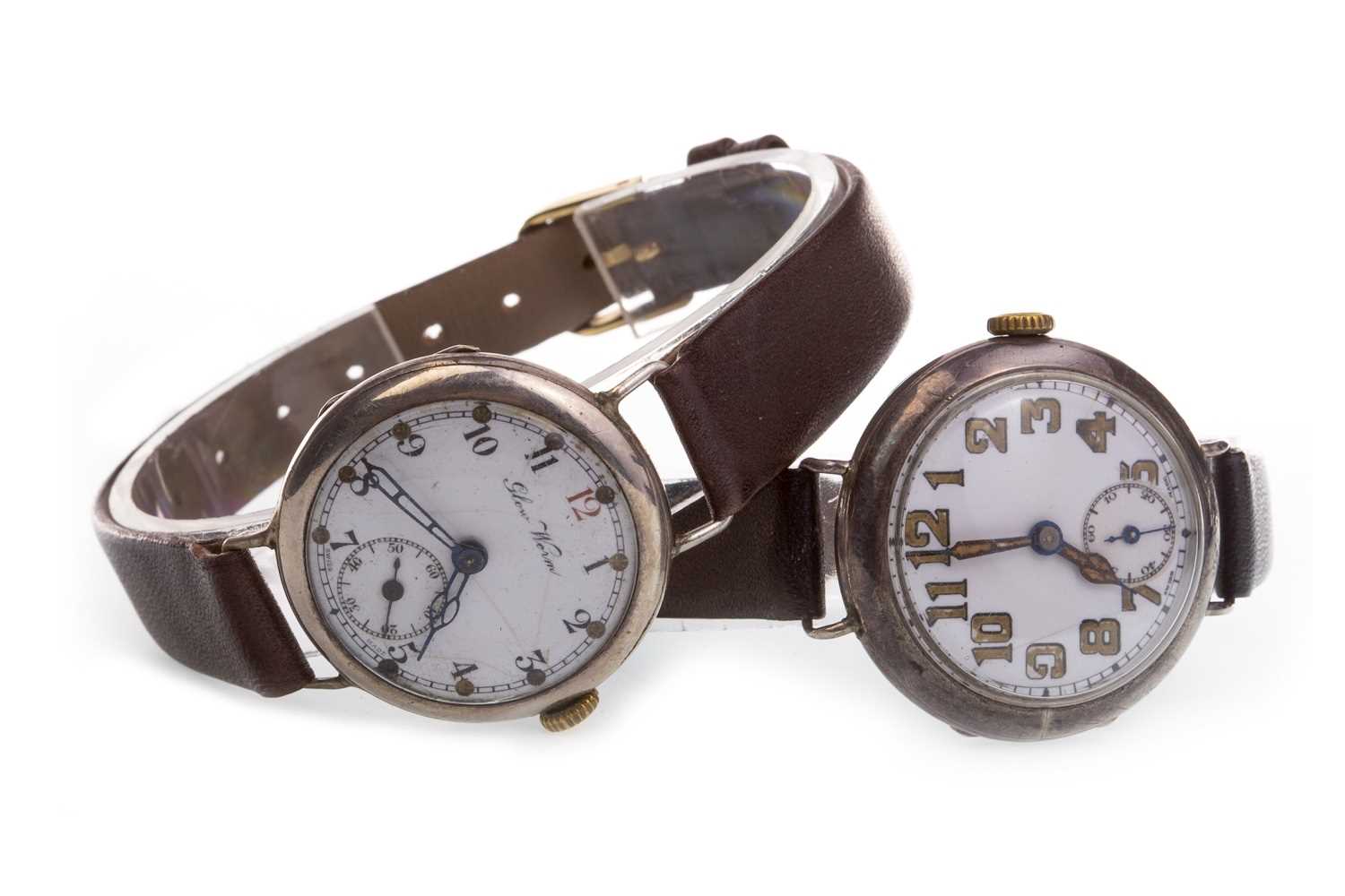 Lot 771 - TWO SILVER TRENCH WATCHES