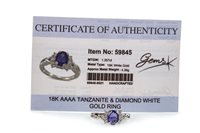 Lot 99 - A TANZANITE AND DIAMOND DRESS RING