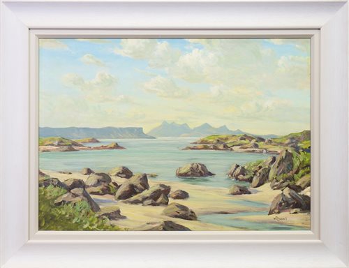 Lot 491 - COASTAL SCENE, AN OIL BY WILLIAM RUSSELL