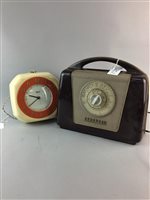 Lot 192 - AN ULTRA TWIN-DE-LUXE VINTAGE RADIO, ANOTHER RADIO AND A WALL CLOCK