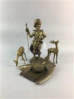 Lot 229 - A BRASS FIGURE OF A SCOTSMAN AND OTHER BRASS WARE