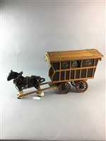 Lot 217 - THREE BESWICK HORSE FIGURES AND OTHER HORSE FIGURES AND ONE WITH A CART