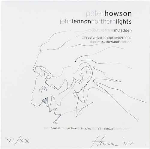 Lot 755 - A SIGNED EXHIBITION CARD FROM THE JOHN LENNON EXHIBITION SERIES, BY PETER HOWSON