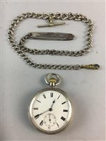 Lot 270 - A SILVER LORGNETTE CASE, POCKET WATCH AND A SILVER CHAIN