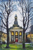 Lot 765 - BETWEEN TREES, DERBY STREET, A WATERCOLOUR BY BRYAN EVANS
