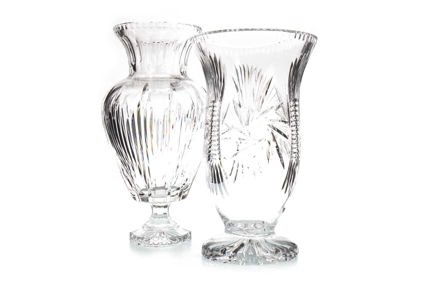 Lot 1835 - A LOT OF TWO LARGE CRYSTAL VASES