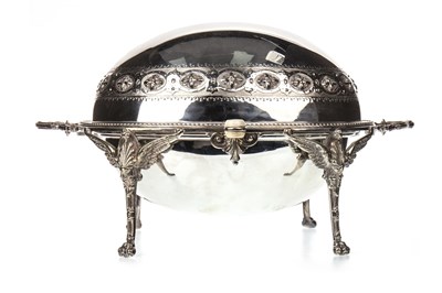 Lot 1809 - A SILVER PLATED REVOLVING BREAKFAST DISH