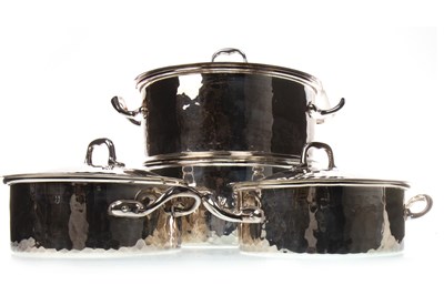 Lot 1813 - A LOT OF TWO PAIRS OF SILVER PLATED LIDDED SERVING DISHES BY CHRISTIAN DIOR
