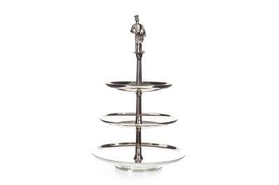 Lot 1814 - A SILVER PLATED THREE TIER SWEETS STAND BY ORFE