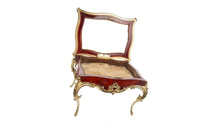 Lot 1831 - A FRENCH LOUIS XV STYLE MINIATURE TABLE VITRINE