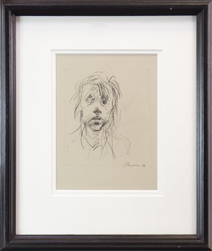 Lot 784 - BLIND BOY, A CHARCOAL BY PETER HOWSON