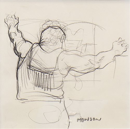 Lot 798 - MONSTER, A PENCIL SKETCH BY PETER HOWSON