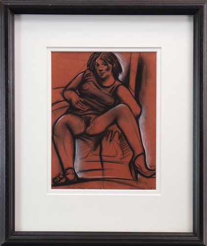 Lot 801 - FOR THE OFFICE, A CHARCOAL BY PETER HOWSON