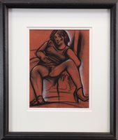 Lot 801 - FOR THE OFFICE, A CHARCOAL BY PETER HOWSON