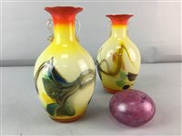 Lot 283 - A CAITHNESS GLASS BOWL AND OTHER COLOURED GLASS WARE