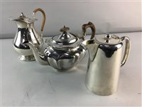Lot 289 - A PLATED TEA SERVICE, CUTLERY AND JAR ON STAND