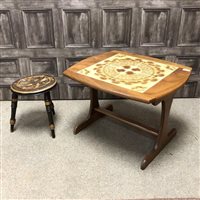 Lot 363 - A 20TH CENTURY POKERWORK STOOL AND AN OCCASIONAL TABLE