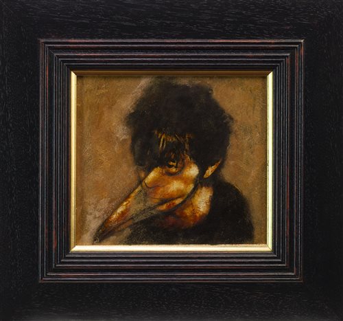 Lot 822 - SELF PORTRAIT WITH PLAGUE DOCTOR MASK A MIXED MEDIA BY FRANK TO