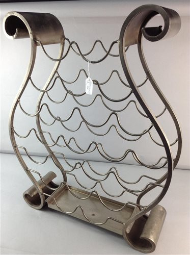 Lot 306 - A STAINLESS STEEL WINE RACK