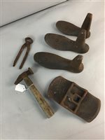 Lot 317 - A COBBLER'S LAST AND A COLLECTION OF COBBLER'S TOOLS