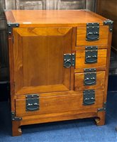 Lot 404 - A PAIR OF OAK BEDSIDE CHESTS