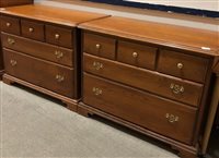 Lot 412 - A LOT OF FOUR STAINED WOOD CHEST OF DRAWERS
