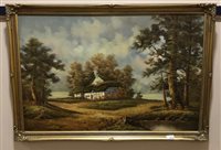 Lot 409 - COTTAGE SCENE AN OIL ON CANVAS