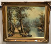 Lot 411 - RIVER LANDSCAPE OIL ON CANVAS