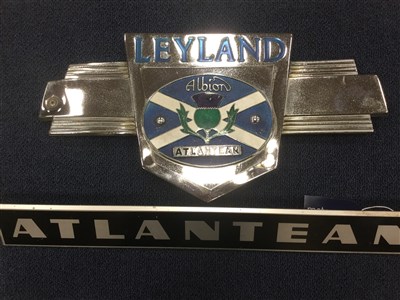 Lot 83 - LEYLAND ALBION ATLANTEAN REAR ENGINE COVER BADGE,and a 1970's Atlantean rear badge (2)