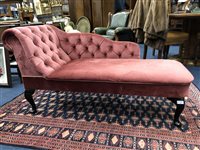 Lot 461 - A PINK UPHOLSTERED CHAISE LONGUE