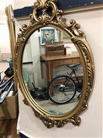 Lot 465 - A GILT FRAMED OVERMANTEL MIRROR AND ANOTHER MIRROR